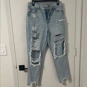 American Eagle Outfitters Ripped Light Blue Boyfriend Jeans